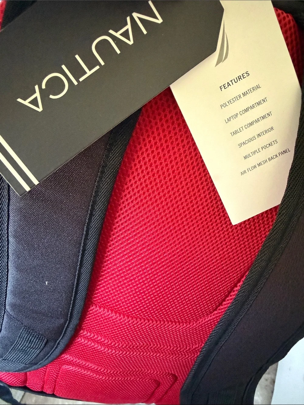 Nautica Black Backpack with Red Trim